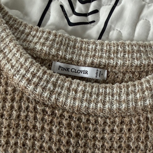 Pink Clover Beige and White Striped Sweater - Picture 2 of 2